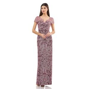 JS Collections CAP SLEEVE GOWN in Cabernet Rose Size 6 NWOT